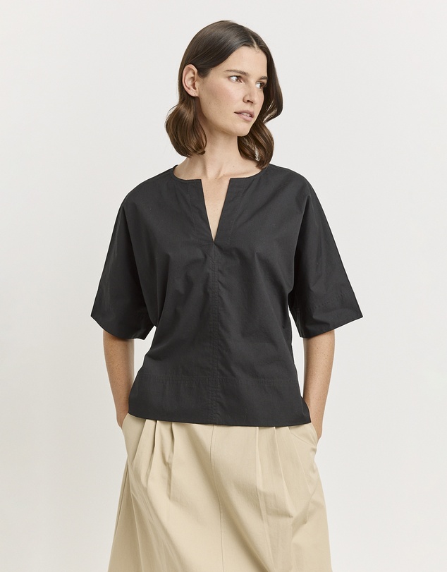 Toorallie - Poplin Split Neck Top