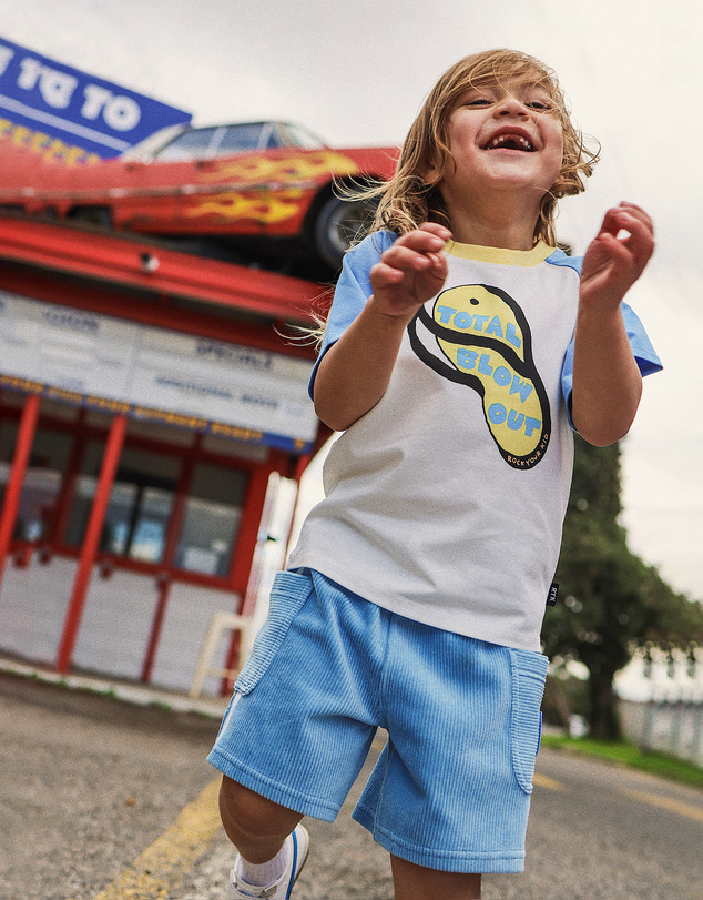 Rock Your Kid - Leo Raglan Tee in Coastal Blue