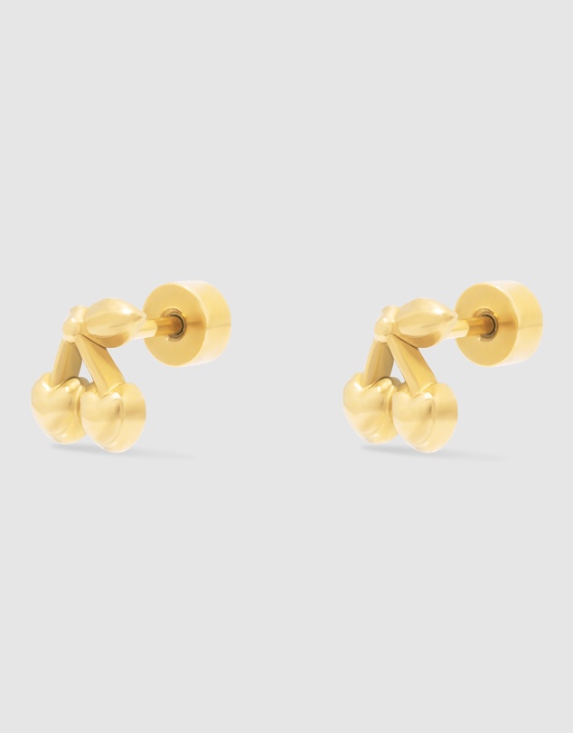 Wanderlust + Co - Cherry Gold Flat Back Earrings