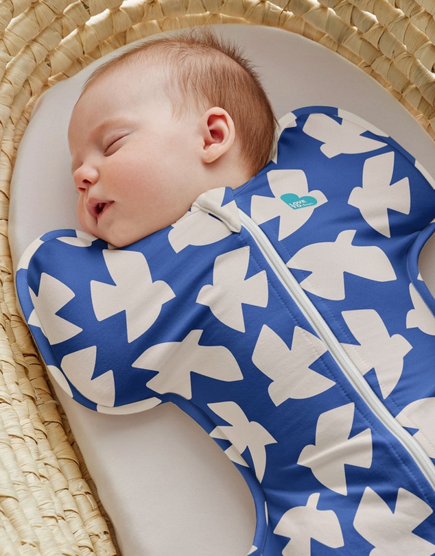 Love to Dream - Swaddle Up 1.0 TOG Stretch Cotton Paperbirds in Cobalt