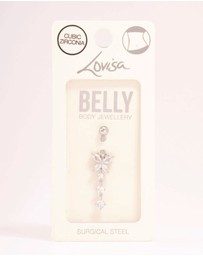 Lovisa - Surgical Steel Butterfly Cubic Zirconia Drop Belly Bar