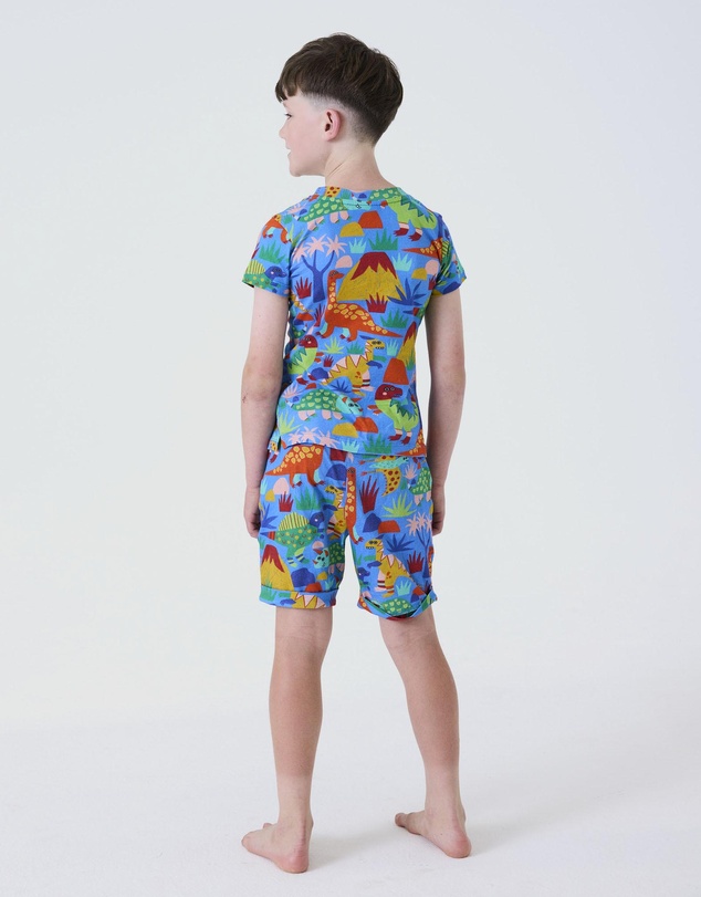 Kip&Co - Dinosaur Roar Kids Organic Cotton Short Sleeve Tee and Shorts Pyjama Set - Kids