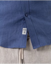 Coast Clothing - Long Sleeve Linen Shirt: Indigo Blue