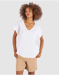 CAMIXA - Martina Linen V-Neck T-shirt