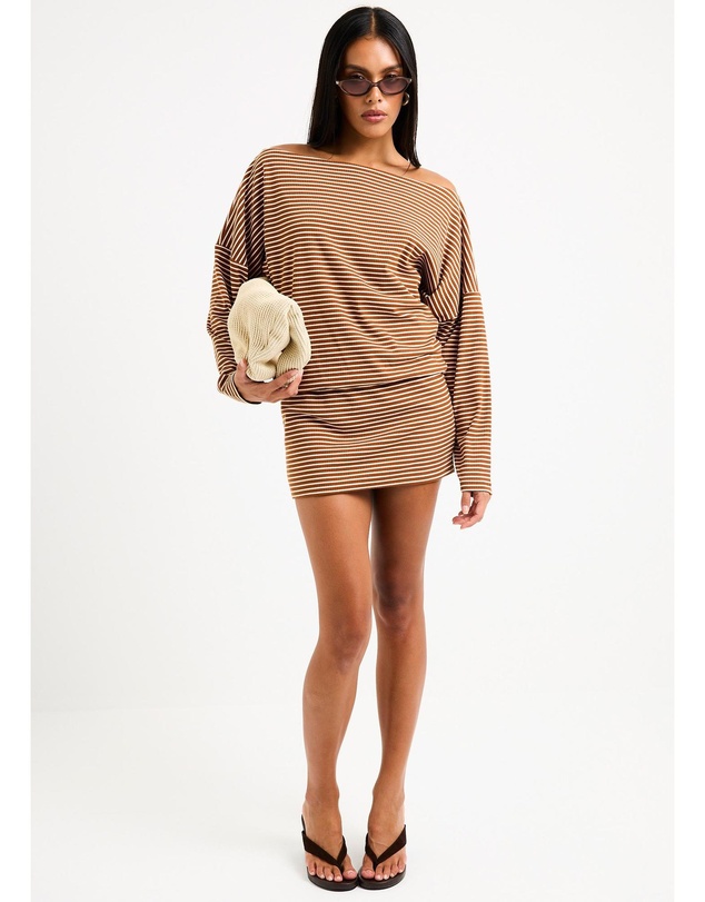 Insight - Dara Stripe Off Shoulder Mini Dress