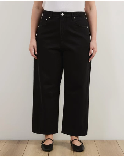 Atmos&Here Curvy - Poppy Cropped Barrel Leg Jeans