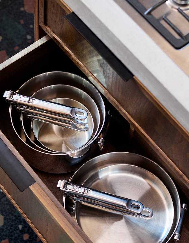 Joseph Joseph - Space Steel Stainless-steel Frying Pan with Folding Handle - 24cm
