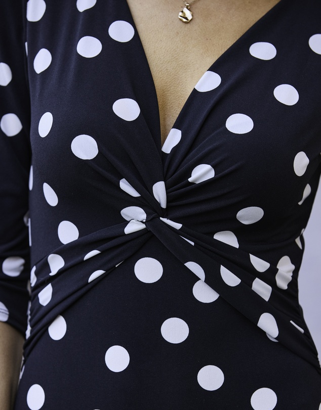 Sosandar - Spot Print Twist Front Dress