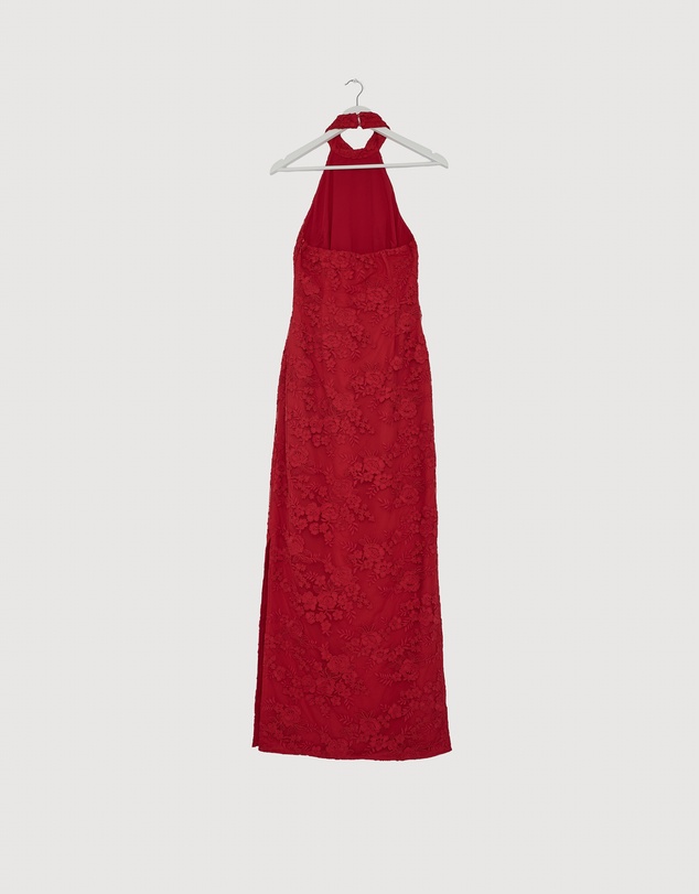 Revibe - Repaired CHANCERY Lara Lace High Neck Halter Maxi Dress - AU 8