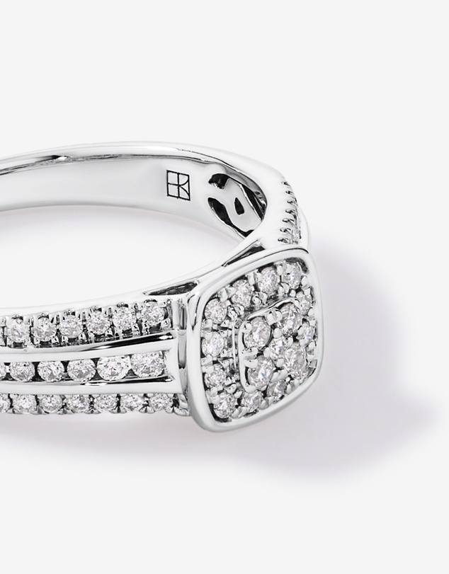 Michael Hill - 0.35 Carat TW Cushion-Shaped Diamond Cluster Ring in Sterling Silver