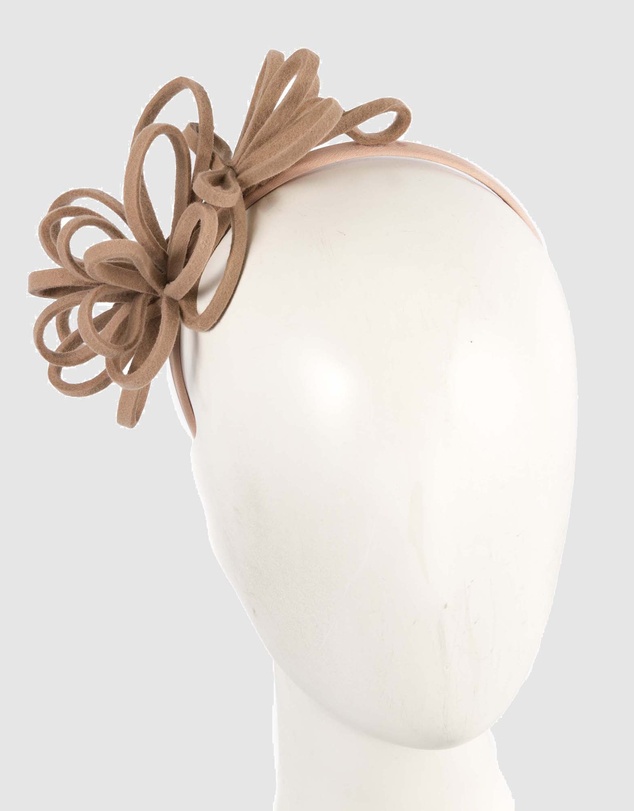 Max Alexander - Felt Beige Loops Fascinator