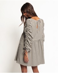 Petal & Pup - Micaela Long Sleeve Mini Dress - Black Gingham