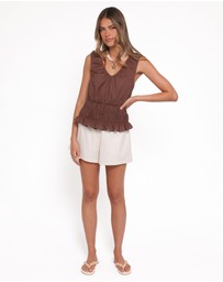 Petal & Pup - Lucilla Shirred Waist Top - Chocolate