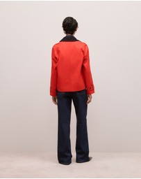 Trenery - Corduroy Collar Short Trench in Spice Red