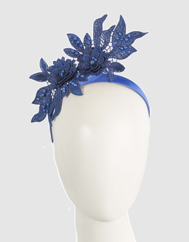 Max Alexander - Lace Crown Royal Blue Headband Fascinator