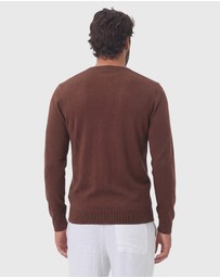 Coast Clothing - V-Neck Cotton Jumper - Chocolate