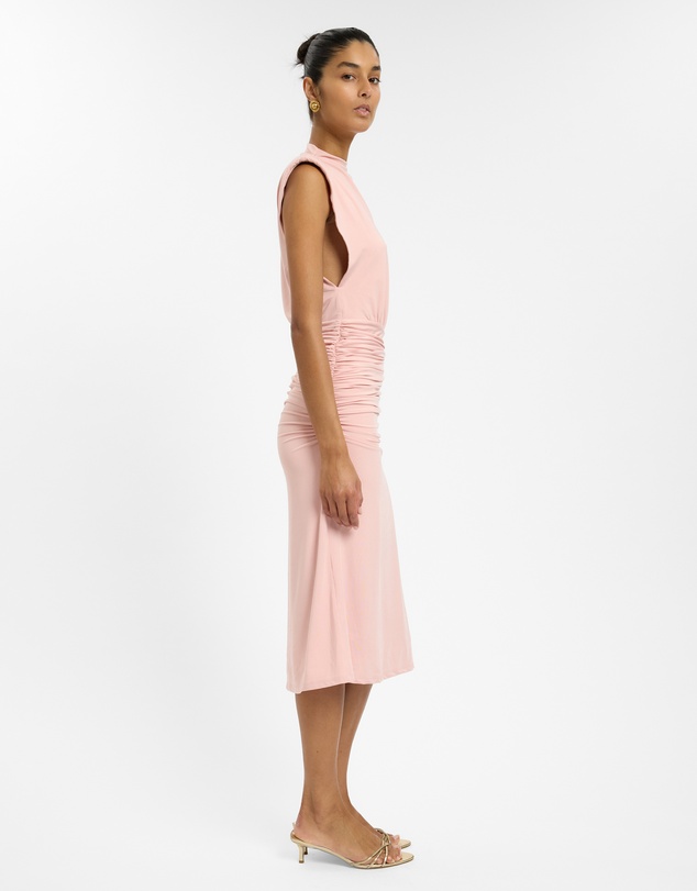 With Harper Lu - Structured Shoulder Midi Dress
