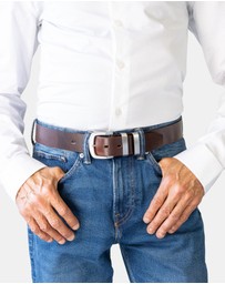Buckle - Stockman. Australian Made Full Grain Natural Leather Belt. 38mm width.