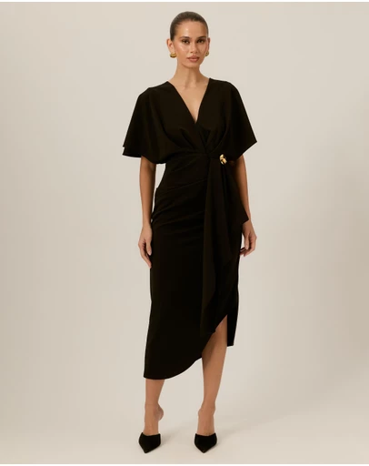 Tussah - Vivian Flutter Sleeve Ruffle Detail Midi Dress