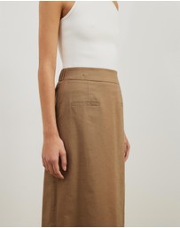Atmos&Here - Neeve Linen Blend Welt Pocket Midi Skirt