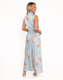 Petal & Pup - Anabelle Halter Neck Lace Maxi Dress - Blue Floral