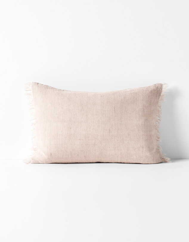 Aura Home - Vintage Linen Fringe Rectangle Cushion