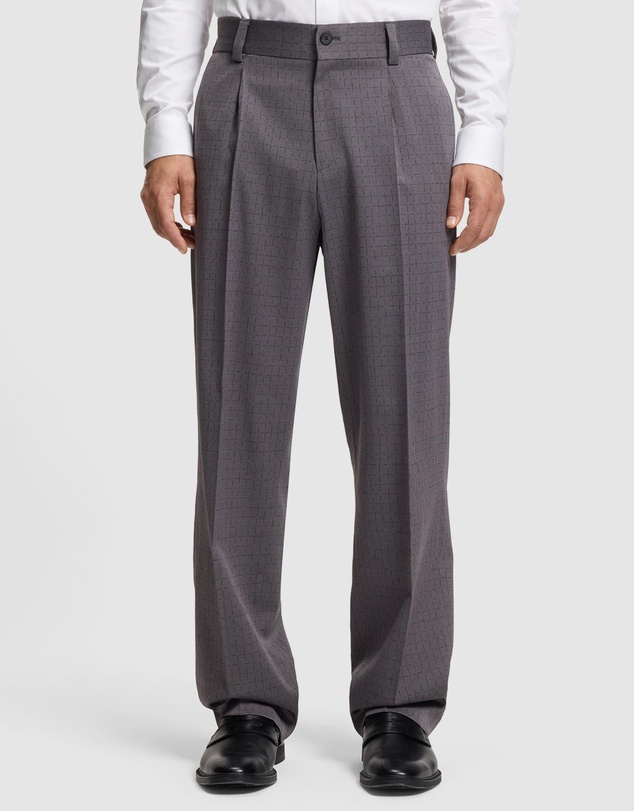HUGO - Modern-Fit Trousers in Pin-Check Stretch Fabric