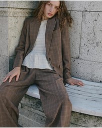 M.N.G - Wide-Leg Check Suit Trousers