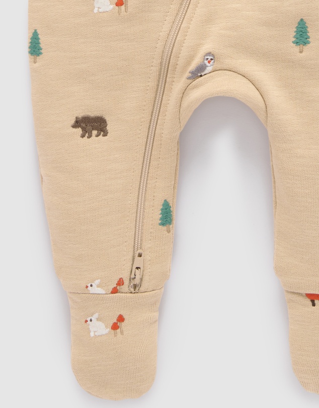 Purebaby - Embroidered Fleece Growsuit -Kids-Babies
