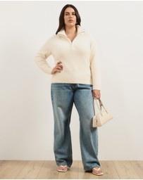 Atmos&Here Curvy - Cia Half Zipper Fluffy Turtleneck Sweater