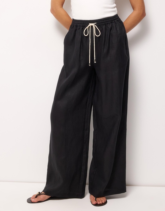 AERE - Contrast Drawcord Linen Pants