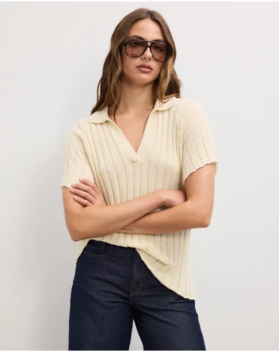 The Fated - Luica Slouchy Knit Polo Tee