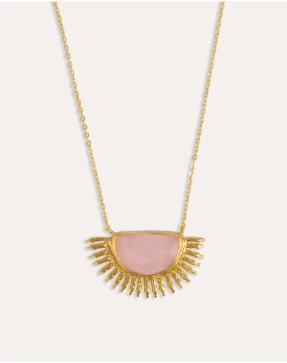 Ottoman Hands - Sunrise Rose Quartz Pendant Necklace