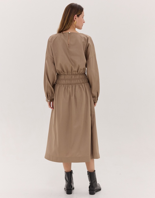 Cloth & Co. - The Shirred Billow Sleeve Dress Praline