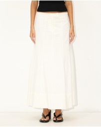 Dazie - Driftwood Fluted Linen Blend Maxi Skirt