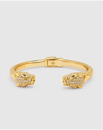 Nialaya Jewellery - Men's Gold CZ Panther Bangle