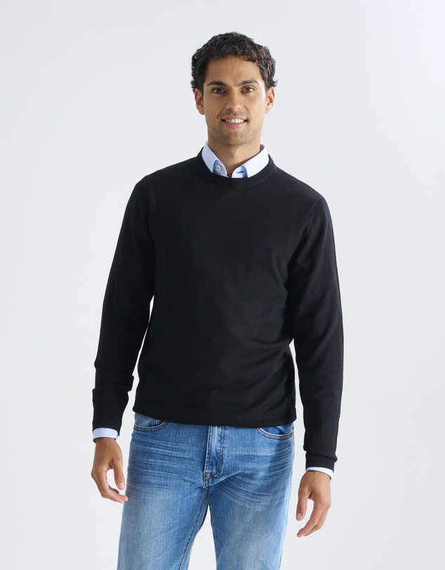 3 Wise Men - 3 Wise Men Driver Crew Neck Merino Knit - Black