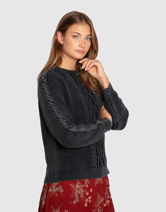 Belle & Bloom - Hudson Street Cable Garment Dyed Sweater