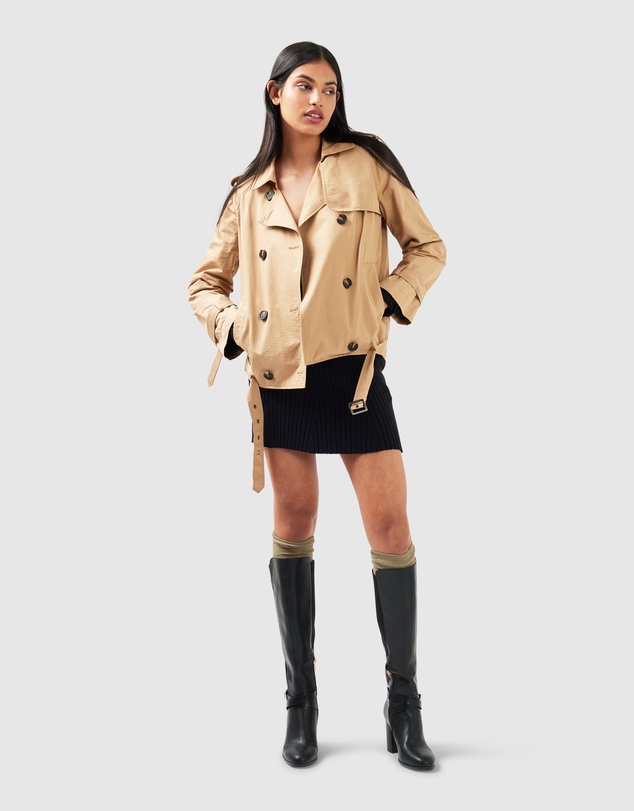 Belle & Bloom - Cool Nights Cropped Trench Coat