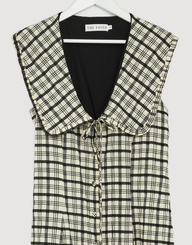 Revibe - Repaired The Fated Adela Check Collared Maxi Dress - AU 16