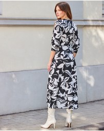 Sosandar - Floral Print Keyhole Detail Jersey Midi Dress
