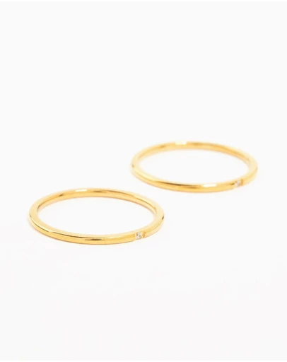 Lovisa - Waterproof Gold Plated Stainless Steel Fine Band Rings 2-Pack