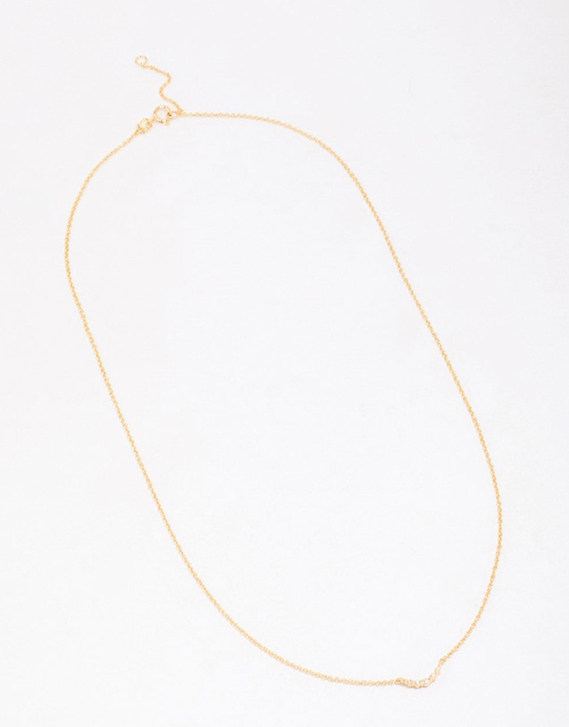 Lovisa - Gold Plated Sterling Silver Curved Cubic Zirconia Pendant Necklace