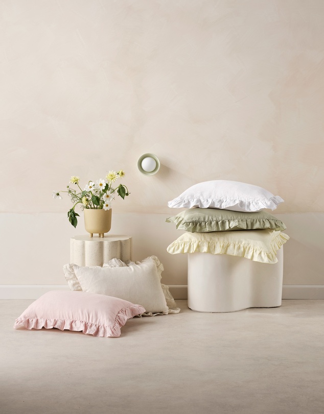 Linen House - Nimes Pure Linen Ruffle Filled Cushion