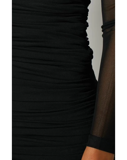 Beginning Boutique - Estee Long Sleeve Mesh Party Dress Black