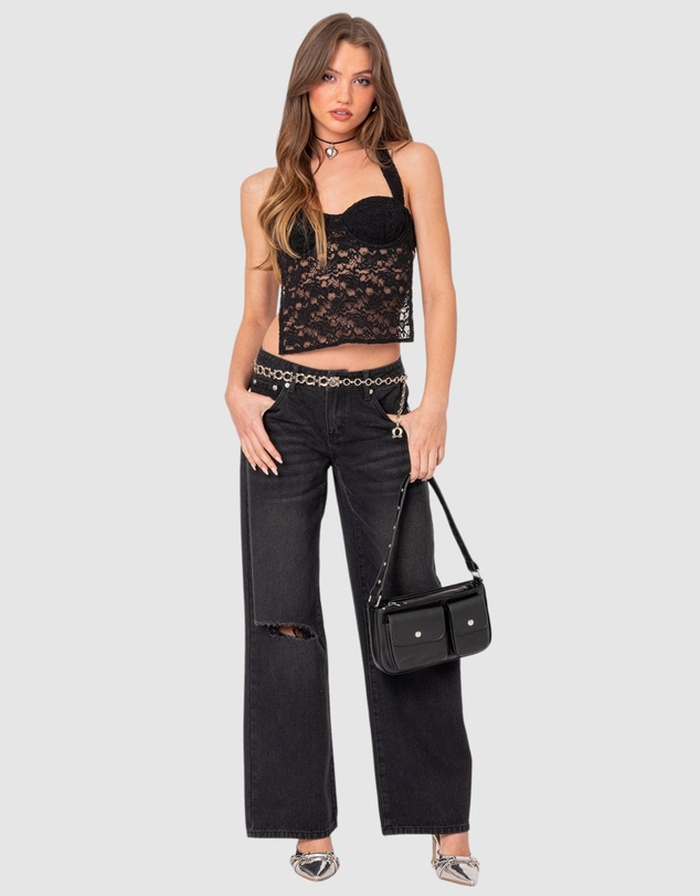 EDIKTED - Myrah Open Back Sheer Lace Corset