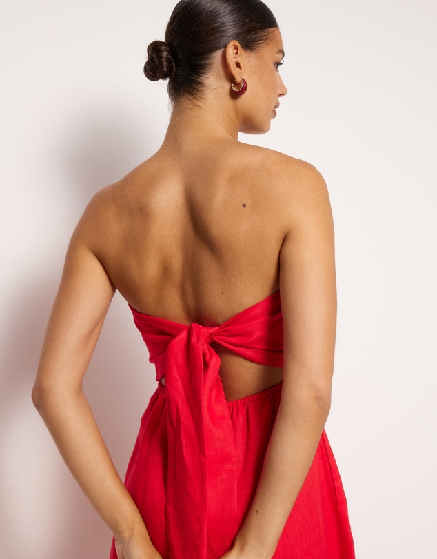 AERE - Florence Linen Strapless Maxi Dress