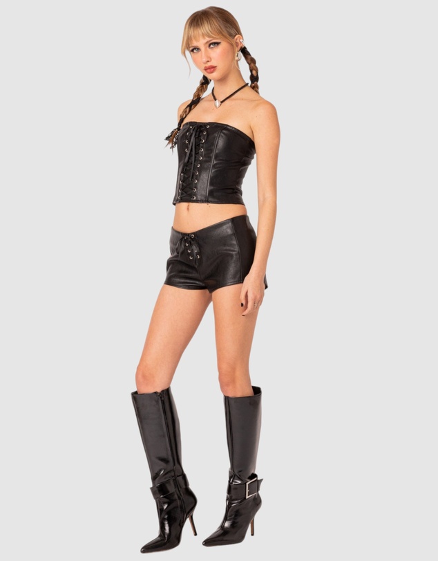 EDIKTED - Wilde lace up faux leather corset