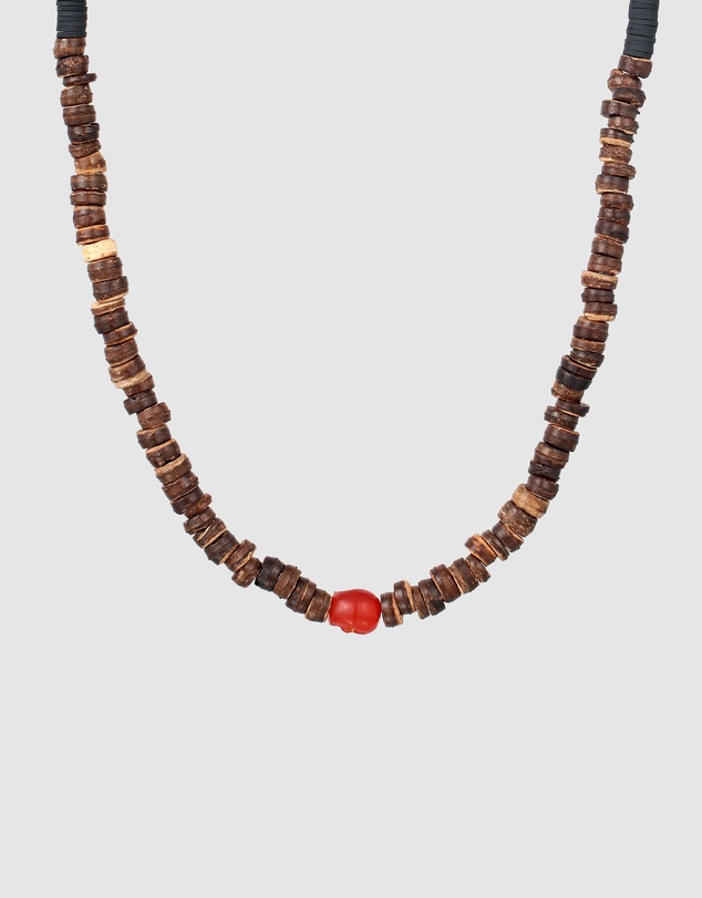 Kuzzoi - ICONIC EXCLUSIVE - Cornelian Skull Bead Necklace in 925 Silver