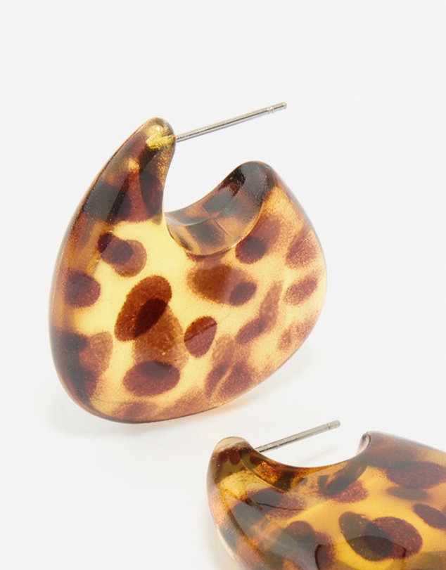Lovisa - Leopard Print Acrylic Thick Bubble Hoop Earrings